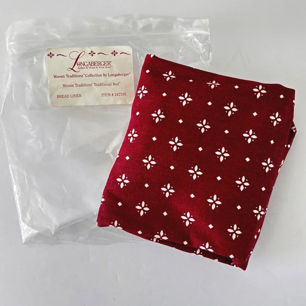 Longaberger Traditional Red Bread Basket Liner 247595 Vintage
